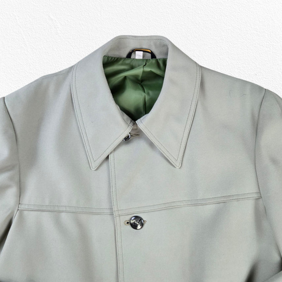 1960s Vintage Olive Drab Green Single Breasted Casual Car Coat Size 44R - Picture 2 of 11